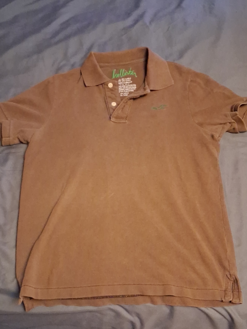 Vintage Hollister Brown Polo Shirt with Green Logo